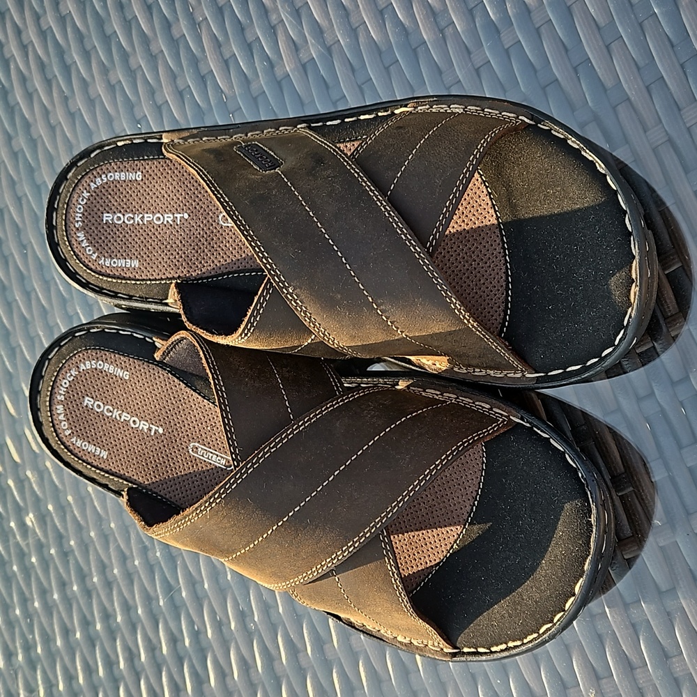 NWT Rockport Leather TruTech Memory Foam Slides [size 11.5 W]
